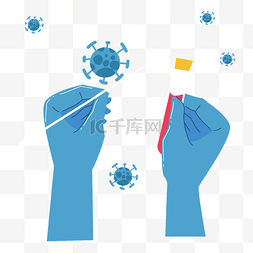 防疫剪影图片_新型冠状病毒拭子测试实验插画