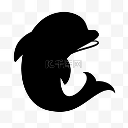 黑色剪影可爱图片_海豚剪影可爱海洋生物