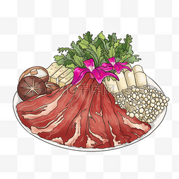 锅包肉片图片_火锅美食食材肉片香菇蔬菜