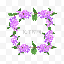 紫色浪漫婚礼图片_水彩丁香花卉婚礼植物叶子边框