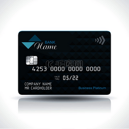 升会员级标志图片_信用卡在白色背景的深蓝色设计与