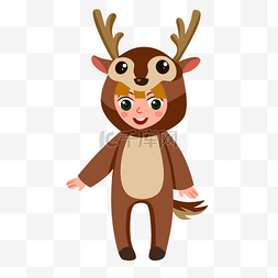 儿童扮演动物图片_孩子穿着鹿的服装角色扮演