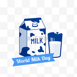 世界食物日图片_世界牛奶日牛奶花纹盒装牛奶和杯