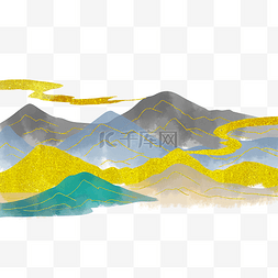 金色山峰山水风景