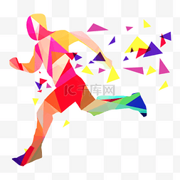 人物彩色抽象图片_奥林匹克几何运动项目马拉松