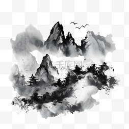中国风绘画素材图片_中国风水墨山山水