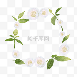 叶子组合的图图片_玫瑰花卉白色水彩边框