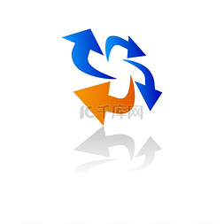 循环标志矢量图图片_箭头的循环隔离过程指针蓝色和橙