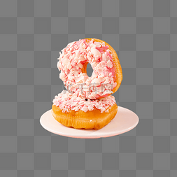 简约美食背景素材图片_粉色背景美食樱花甜甜圈