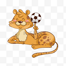 卡通小动物足球图片_足球运动卡通动物豹子