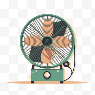 夏季扁平卡通风复古小电扇