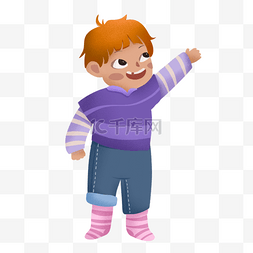 儿童节人物紫色上衣男孩