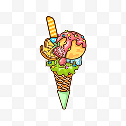 冰淇淋图片_夏天美食奶油球冰淇淋草莓香橙冷
