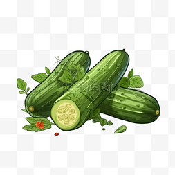 蔬菜卡通插画图片_黄瓜扁平风卡通蔬菜黄瓜