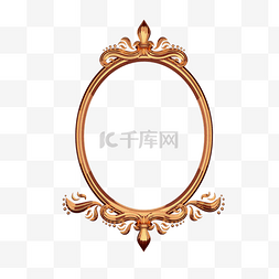 镜子图片_金色复古雕花艺术3d镜子边框或相