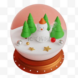 立体圣诞树图片_3DC4D立体雪人圣诞球