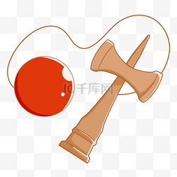 橘红色卡通日本传统游戏剑玉剑球