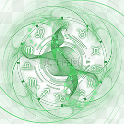 计算之星图片_占星术绿色光影齿轮圆盘