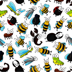 蜜蜂和蚊子图片_卡通可爱的微笑 bug 和昆虫。