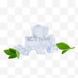 透明冰冰块薄荷叶