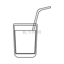 喝饮料吸管图片_带有吸管黑色图标的果汁杯。