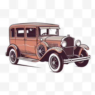 手绘插画风免抠元素老爷车