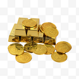 金块金条图片_金币黄金金块货币财富堆