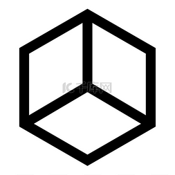 抽象立方体形状六边形方框图标黑