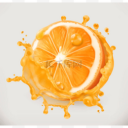 鲜橙图片_在飞溅的果汁杯鲜橙汁