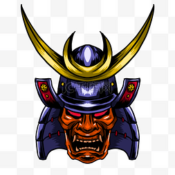 日本武士卡通图片_蓝紫色日本武士头盔