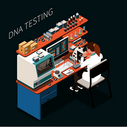 女性遗传学科学家在实验室 3d 等