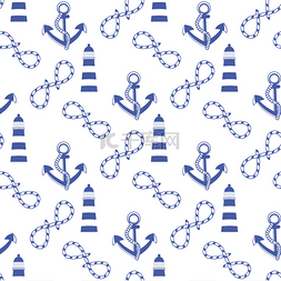 灯塔图片_矢量与海元素无缝模式 ︰ 灯塔、 