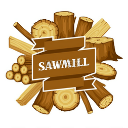 木制品图片_与原木、树干和木板的背景。
