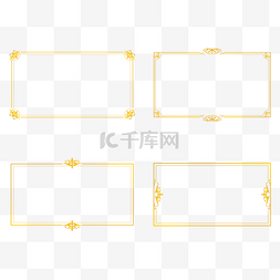 金色花纹边框邀请函图片_方形的韩国金色精致边框
