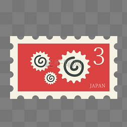 数字3鱼板红色日本邮票