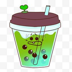 塑料杯绿色果汁瓶盖吸管图片