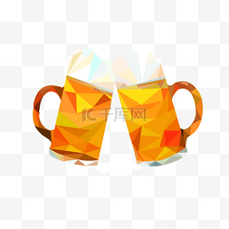 低聚啤酒杯生动彩色