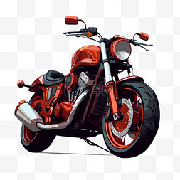 摩托车简图图片_卡通扁平风格摩托机车