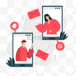 电子邮件营销图片_手机收发电子邮件消息概念插画