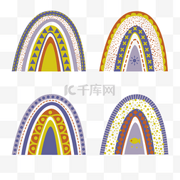 波西米亚彩虹图片_紫色卡通波西米亚风格彩虹