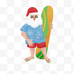圣诞老人冲浪板卡通