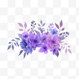蓝紫色植物图片_紫色紫罗兰剪贴画水彩贺卡