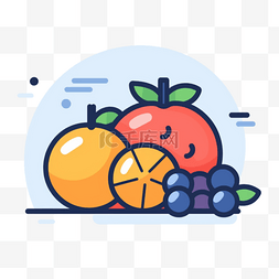夏日图标插图手绘风格水果