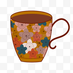 抽象图案花朵咖啡杯