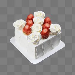 奶油甜品图片_奶油玫瑰草莓蛋糕