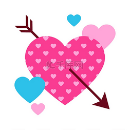 下降箭头图标图片_带箭头的心的插图。