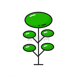 绿树的图标图片_线条或轮廓中的绿树图标、森林植