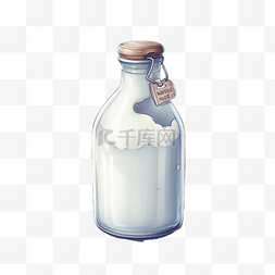 鲜图片_美味卡通手绘一瓶牛奶鲜奶奶