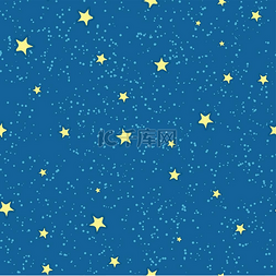 无缝连接背景素材图片_与蓝色背景上的黄色星星的无缝模