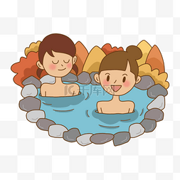 日本露天浴池温泉秋季女性观光